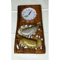 ราคา นาฬิกาไม้สักแขวนผนัง แกะสลักรูปปลามังกร ขนาด 13.5*25.5นิ้ว (5818955691)