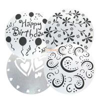 ราคา แผ่นลายฉลุ สเตนซิล Stencils ทำลาย วาเลนไทน์ วันเกิด ตกแต่งหน้าเค้ก 4 ชิ้น 4 ลาย/ชุด ขนาด 20 ซม. (914680956)