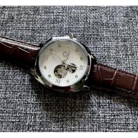 ราคา นาฬิกาโชว์กลไก skeleton หน้าปัดขาว สายหนัง ระบบออโต้ (54452540140)