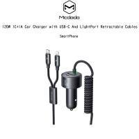 ราคา MCDODO 120W 1C+1A Car Charger With USB-C and LightPort Retractable Cables หัวชาร์จ1USB-C/1USB-A/PD/PPS/120W SmartPhone (26840998657)