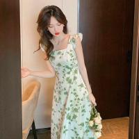 ราคา เสื้อผ้าสีเขียวมรกตหลายสี ชุดเกาหลี เดรสลายดอกไม้ สีเขียว กระโปรงยาวเกาหลี คอเหลี่ยม เดรสแขนกุด เสื้อผ้าแฟชั่นผู้หญิง (23143940011)