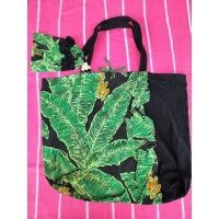 ราคา กระเป๋าผ้ามือสองญี่ปุ่น สกรีนลายใบไม้ (21668122357)