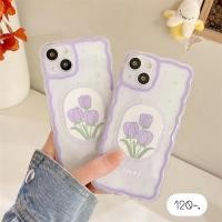 ราคา เคสลายดอกไม้ เคสไอโฟนลายดอกไม้ F114 ดอกทิวลิปม่วงขอบหยัก (14384193743)