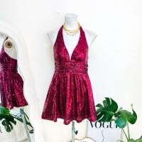 ราคา ไซด์ XS แบรนด์ Forever21 แท้ 100%เดรส คล้องคอ งานเกล็ดวิบวับ สีแดงไวน์ ใส่ออกงาน ทรงเข้ารูป เดรสออกงาน ชุดปาร์ตี้(2) (26684604717)