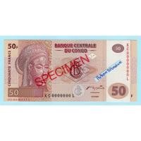 ราคา ธนบัตรตัวอย่าง เลขตอง KC0000000L สาธารณรัฐประชาธิปไตยคองโก 50 Francs ปี 2007 (13898482018)