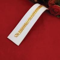 ราคา สร้อยข้อมือทองเคลือบแก้วลายโซ่แบนตัดลาย ความยาว 7 นิ้ว น้ำหนักเทียบเท่า 1 บาท สร้อยทอง สร้อยแฟชั่น ทองชุบ ทองปลอม ไมครอน (12933892758)