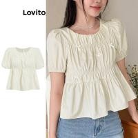 ราคา Lovito เสื้อเบลาส์ ผู้หญิง แต่งโบว์ สไตล์ลำลอง L106AD545 (28113495510)