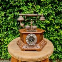 ราคา โทรศัพท์บ้านโบราณงานทองเหลืองฐานไม้ (23404845264)