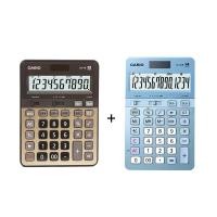 ราคา Casio Calculator เครื่องคิดเลข คาสิโอ รุ่น DS-1B-GD+JS-40B-BU DUO ตั้งโต๊ะแบบทนทาน (28268277944)