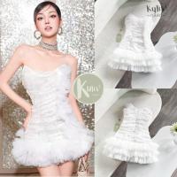 ราคา M12 Kulist Dress ชุดเดรสสั้นเกาะอกแต่งผ้ากลิตเตอร์ปักลายดอกไม้ สำหรับผู้หญิง เสื้อผ้าแฟชั่นผู้หญิง ไซส์ Xs-L (41107056994)