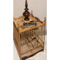 ราคา กรงนกหัวจุก กรงฉลุ 13ซี่ ไม้ขี้เหล็ก สำหรับนกกรงกรงหัวจุก นกเล็ก (พร้อมหัว) (11936185751)