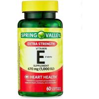 ราคา Spring Valley Extra Strength Vitamin E D-Alpha Softgels, 670 มก. (1,000 IU), 60 นับ (51952476624)