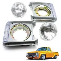 ราคา ชุดไฟหน้า + กรอบขาไฟหน้า ซ้าย+ขวา เลนซ์ใส กลม ใหญ่ 7นิ้ว Denki Hilux RN30 Pick Up 1973-1983 Toyota (4883797453)