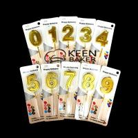 ราคา เทียนตัวเลขสีทอง 2024 เทียนวันเกิด สูง 2 นิ้ว เลข 0-9 (7324752457)