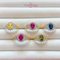 ราคา ส่งฟรี แหวนพลอยแท้ แหวนดอกไม้ล้อมเพชร เรือนทองแท้ สง่าสุวรรณ ขายคืนได้ราคาดี มีใบรับประกัน RCR112CZW (24495884172)