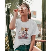 ราคา เสื้อยืดวันวาเลนไทน์ ลายน้องหมา เนื้อผ้าTK ใส่สบาย ชุดคู่รัก สไตล์เกาหลี Valentines Day Dog - VTDAA30 คอร์กี้ corgi (24574614516)