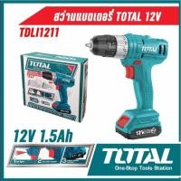 ราคา TOTAL TDLI1211 ชุดสว่านแบตเตอรี่ไร้สาย สว่านแบตเตอรี่ 12 โวลต์ แบต 1.5Ah ขนาด 10 มม (3/8") (แบตเตอรี่ 1 ก้อน+แท่นชาร์จ) (18848829320)