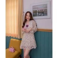 ราคา used like new มือ2 มินิเดรสลายดอก+เข็มกลัด size XS joobs.studio (25563080500)