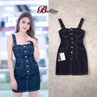 ราคา เดรสยีนส์สายเดี่ยวสีเข้ม ไซส์XS มือ1ป้ายห้อย งานป้ายBellita (7216701183)