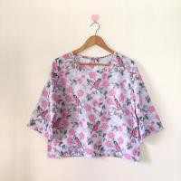 ราคา เสื้อผ้าฝ้ายลินินอินเดีย คอกลมผูกโบว์ด้านหลัง แขนสี่ส่วน (19182216022)