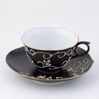 ราคา Japanese pottery Aritaware AritaYaki Cup and saucer 2pieces set Black/Gold/White (40454557242)