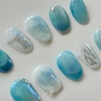 ราคา เล็บปลอม โทนสีฟ้าน้ำทะเล งาน art nails | Luna_Nailie (27358265558)