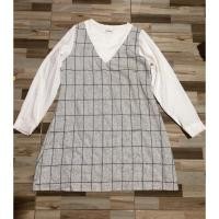 ราคา ชุดทำงาน เดรสแขนยาว สีขาว กระโปรงลายตาราง ผ้าซีฟอง ใส่สบาย มือสอง ป้ายไหมแก้ว maikaew (14841950193)