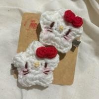 ราคา กิ๊ฟติดผมคิตตี้คิ้วๆไหมผม//Crochet/handmade/คิตตี้ (24084690032)