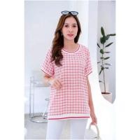 ราคา @@@เสื้อผ้าป่านคอกลมลายสก็อต@@@ (20483941598)