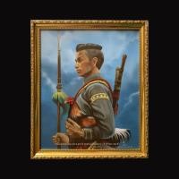 ราคา กรอบรูปภาพ สมเด็จพระนเรศวรมหาราชทรงอุ้มไก่(พื้นหลังสีน้ำฟ้า) ขนาด 29 ซม. X 35 ซม. (2407375498)