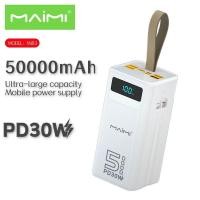 ราคา maimi mi83 Powerbank 50000mah ความจุจอแสดงผล Fast Charge ไฟ led 3 อินพุต 4 เอาต์พุตแบบพกพา 100% Original powerbank (29122571578)