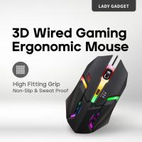 ราคา 3D USB Optical Wired Gaming Ergonomic Mouse With Auto Sync RGB ไฟ LED Programable 1200 DPI LED USB เมาส์เกมแบบมีสาย (52801647499)