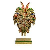 ราคา ไก่ฟ้า ไก่ฟ้าไม้แกะสลัก ไก่ไม้แกะสลัก ไก่ฟ้าไม้แกะสลักสีทอง ติดกระจกหลากสี ขนาด10x4x21 นิ้ว ไก่มงคล สัตว์มงคล (13801312107)