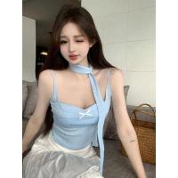 ราคา Kyzkuli เสื้อครอปแขนกุด โชว์สะดือ ขนาดเล็ก สีฟ้า แฟชั่นฤดูร้อน สําหรับผู้หญิง (24572638095)