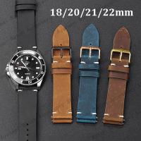 ราคา 18 มม.20 มม.21 มม.22 มม.VINTAGE น้ํามันสายนาฬิกาหนังแท้ Band Universal Cowhide ผู้หญิงผู้ชายสร้อยข้อมือสําหรับ Seiko สําหรับ Samsung สายรัดข้อมือ (29437720319)