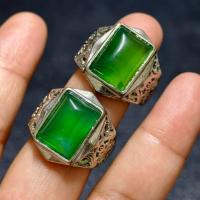 ราคา แหวนหินอาเกตสีเขียว ทรงชาย (Green Agate) ฟรีไซส์ (29679498058)