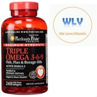ราคา Puritan's​ Pride​ Maximum Strength Triple​ Omega​ 3-6-9 Fish, Flax &​ Borage Oils/ 240​ Softgels.​ LOT Expire​ 3/20 (3700326990)
