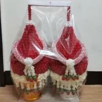 ราคา พานพุ่มดอกบานไม่รู้โรย สีแดง พานสีทอง ขายแยกเดี่ยว (44368478441)