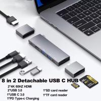 ราคา อะแดปเตอร์ฮับ USB C สําหรับ Macbook Air/Pro M1 M2 M3 Dell Acer ที่ถอดออกได้ 8 ใน 2 USB-C ถึง 4K 60HZ HDMI-อะแดปเตอร์ Multi USB 3.0 Hub (54854188510)