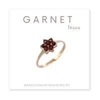 ราคา [เก็บ CODE ได้ลดเพิ่ม] แหวนเงินแท้ 925 แหวนดอกพิกุลฝังพลอยโกเมน (17259629394)