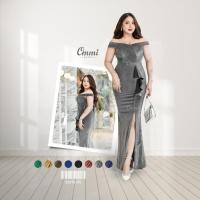 ราคา Ommishop ชุดราตรี 5021V-PS ปาดไหล่วีนก เดรสออกงาน ชุดงานแต่ง เพื่อนเจ้าสาว เดรสสาวอวบ Plus Size (25082392443)