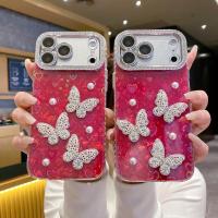 ราคา 3D วางเพิร์ลผีเสื้อเลเซอร์หัวใจ IMD Hard Case สําหรับ iPhone 11 12 13 14 15 16 17 Pro Max ปลอกสีแดงเคสโทรศัพท์สําหรับ iPhone16Promax กรณี (54554883535)