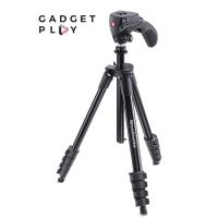 ราคา [กรุงเทพฯ ด่วน 1 ชั่วโมง]Manfrotto Compact Action Aluminum 5-Section Tripod Kit with Hybrid Head, Black (7594858755)