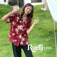 ราคา RUCHI❤️เสื้อฮาวาย เชิ้ตแขนสั้น เสื้อแดง สีแดงเข้ม เสืลายดอก ผ้าพริ้วๆ คล้ายๆชีฟอง red hawaii ปกฮาวาย น่ารัก สีสวยมากๆ (18930985608)