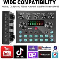 ราคา H Podcast Microphone Sound Card V8S Microphone Sound Mixer live sound card Audio Mixing Console Amplifier for Livestream (28065781055)