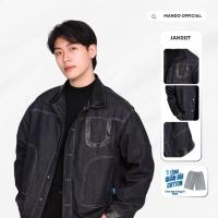 ราคา MANDO เสื้อแจ็คเก็ตหนังยีนส์สีกากีสําหรับผู้ชายสไตล์เกาหลีทรงครอป JAK007 (43677443085)