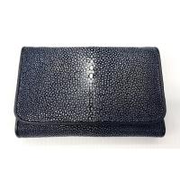 ราคา สอบถามสต๊อกก่อนสั่งซื้อ กระเป๋าสตางค์หนังปลากระเบน 3พับสั้น ปลากระเบนขัดเงา สีดำ (5164499387)