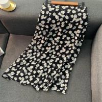 ราคา ✖☼►✹☾◆กระโปรงยาวเอวสูงผ้าชีฟองลายดอกเดซี่สีเหลือง / ส้ม / แดง / ดํา (8184401393)