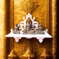 ราคา หิ้งพระติดผนัง หิ้งพระติดผนังโมเดิร์น หิ้งพระโมเดิร์นสีขาว ลายฉลุสวยงาม k10-sh27 (9388080532)