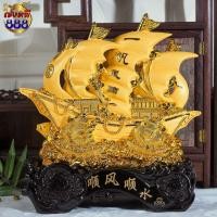 ราคา เรือสำเภาขนสมบัติ "เสริมการค้าและธุรกิจให้เจริญมั่งคั่ง" มีปลาหลีฮื้อเสริมโชคลาภ งานเรซิ่น สีทองพ่นทราย มี 3 ขนาด (24341258234)